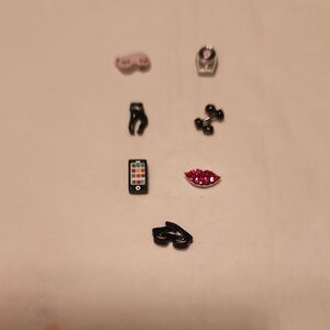 Origami Owl Black & Pink Enamel Charm Set